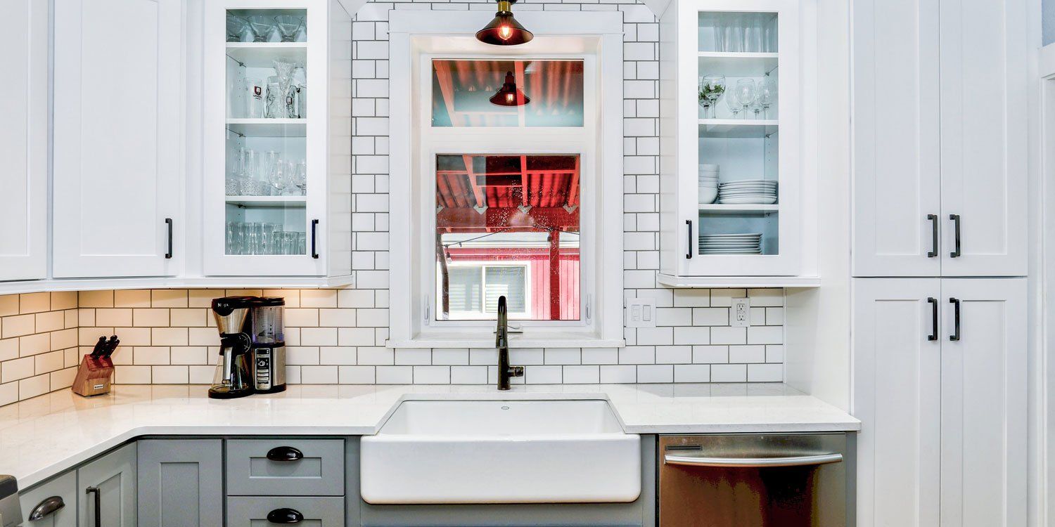 Kitchen With While Tiles