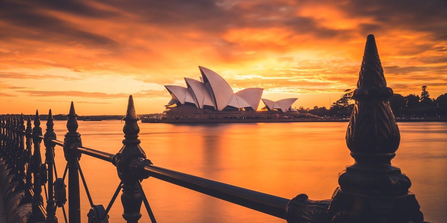 Sidney Harbor Australia At Sunset
