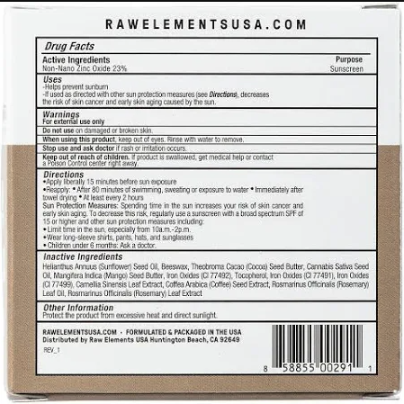 Raw Elements - Tinted Facial Moisturizer SPF 30_back