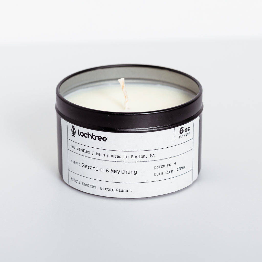 Lavender & Geranium Candle, soy wax, natural, toxin-free