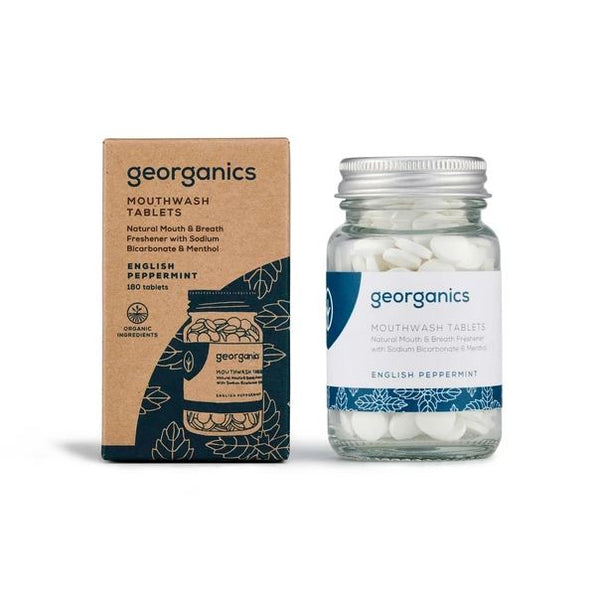 Georganics English Peppermint Mouthwash Tablets with Box